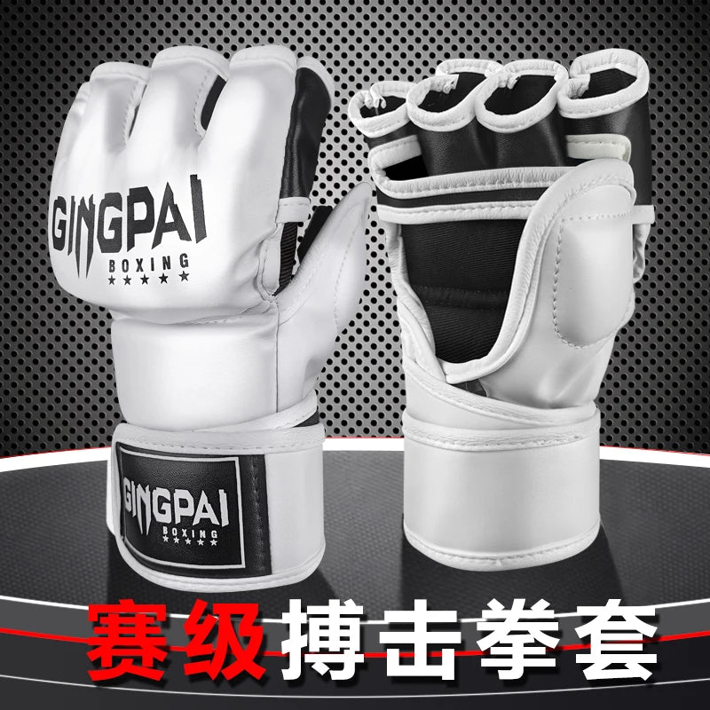 Nuevos guantes MMA de lucha de medio dedo, saco de boxeo de PU, guantes de boxeo de cuero PU de alta calidad, guantes de competición de media lucha MMA