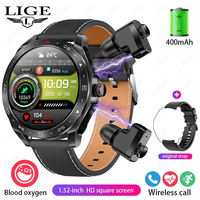 LIGE Reloj inteligente con auriculares Bluetooth, altavoz, rastreador de música, reloj deportivo para hombre y mujer, reloj inteligente resistente al agua con pantalla AMOLED