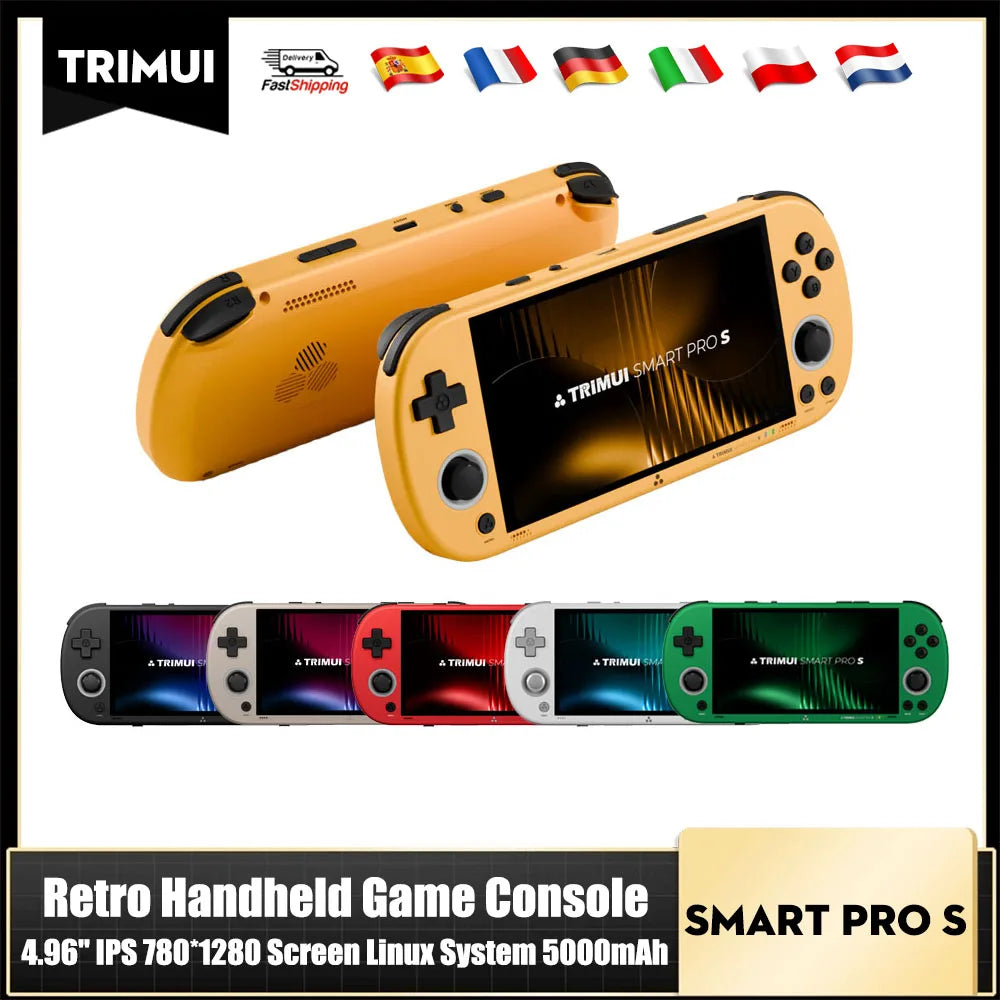 Trimui Smart Pro S Handheld Game Console 4.96'' IPS Screen Linux System Joystick RGB Lighting Retro Video Game Smartpros Gifts