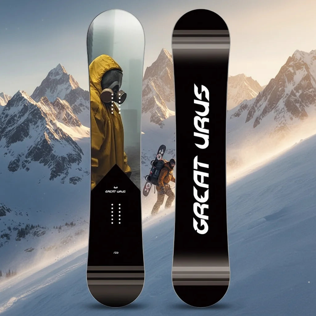 Tabla de Snowboard Profesional para Adultos, Diseño Post Apocalíptico con Gráficos de Flores Planas y Perfil de Flexión Bidireccional