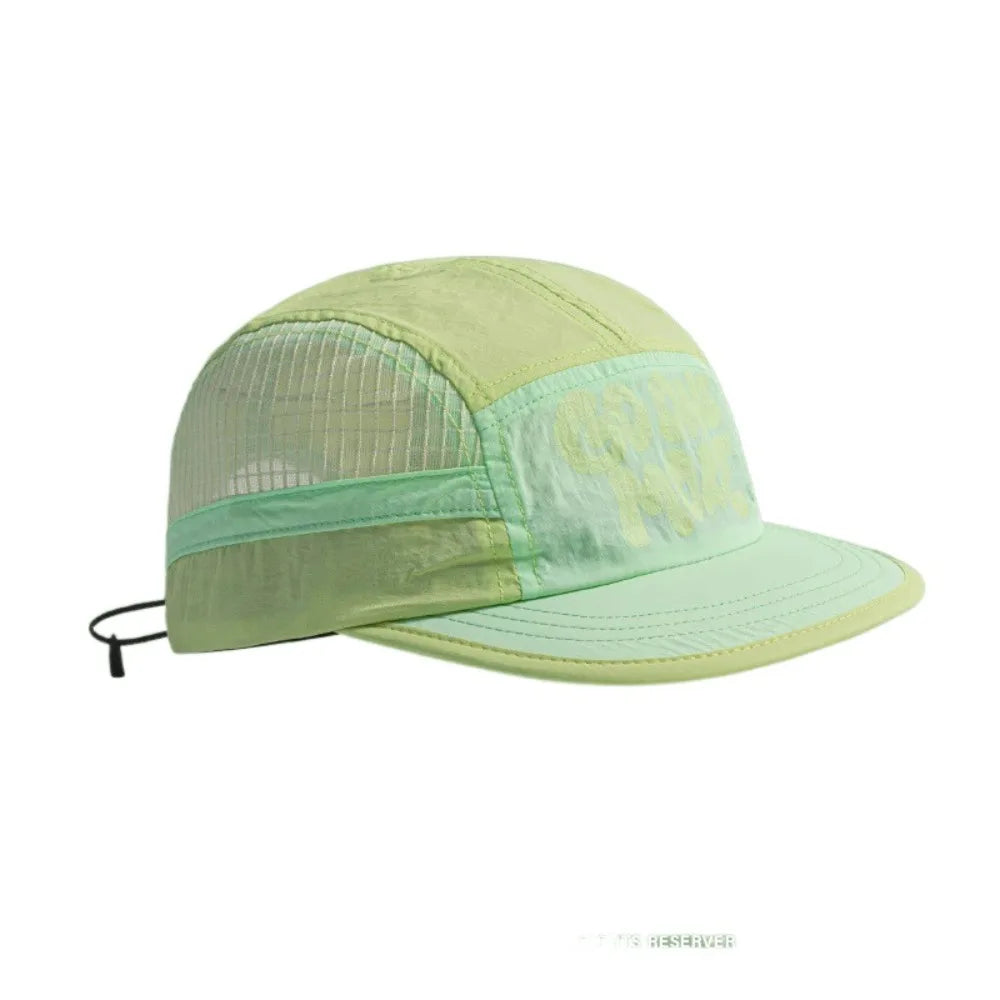 Gorra de béisbol de secado rápido con ala flexible, gorra retro de 5 paneles estilo hip-hop, gorra transpirable, casual y ligera de malla para correr, gorra para deportes al aire libre