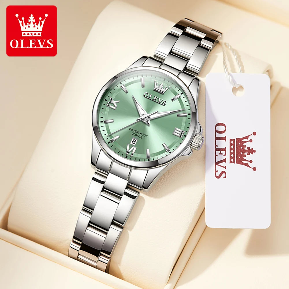 Reloj OLEVS 3668 para mujer, moderno, resistente al agua, luminoso, de cuarzo, con fecha automática, pulsera para dama, caja de regalo original.