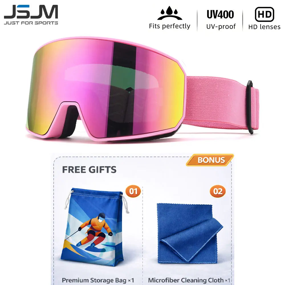 Gafas de Esquí JSJM para Adultos, Doble Capa, Antivaho, UV400, para Snowboard y Moto de Nieve, con Bolsa de Almacenamiento y Paño de Limpieza