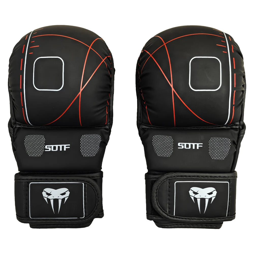 Guantes de entrenamiento de boxeo MMA para adultos profesionales, cojín de cuero de medio dedo, nudillos Sanda para saco de arena