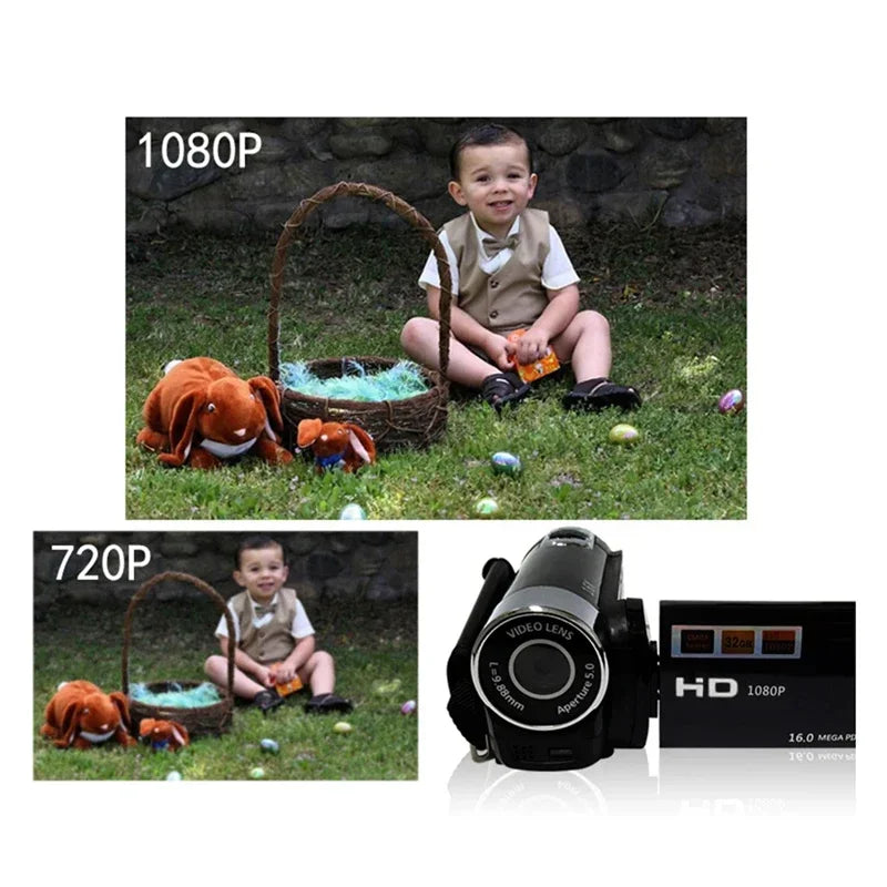 Cámara DV de 16MP, pantalla giratoria TFT de 2,7 pulgadas, cámara de vídeo Retro con Zoom Digital 16x y Cable USB, compatible con función de cámara nocturna