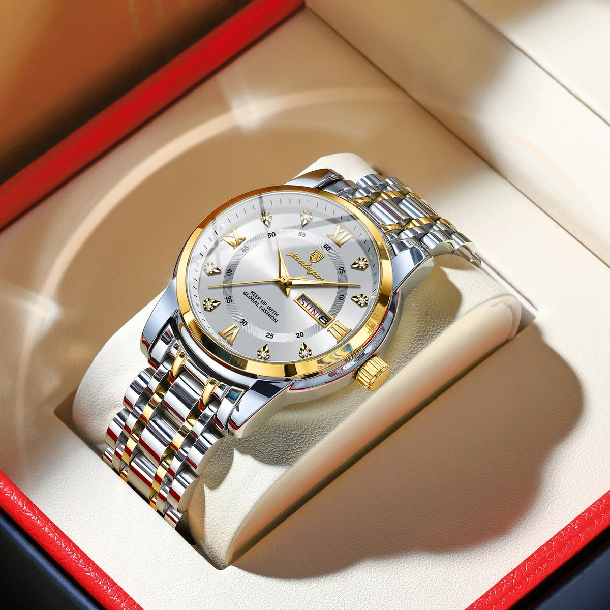 Reloj de pulsera para hombre POEDAGAR de lujo y tendencia, resistente al agua, de acero inoxidable, luminoso, con fecha y día, reloj de cuarzo a la moda para hombre