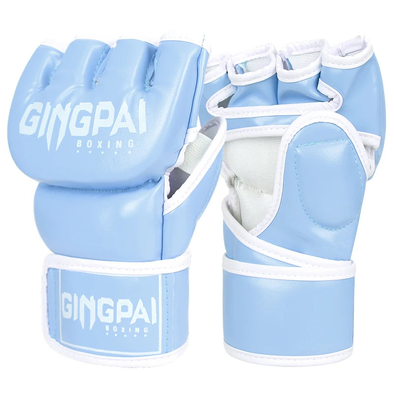 Nuevos guantes MMA de lucha de medio dedo, saco de boxeo de PU, guantes de boxeo de cuero PU de alta calidad, guantes de competición de media lucha MMA