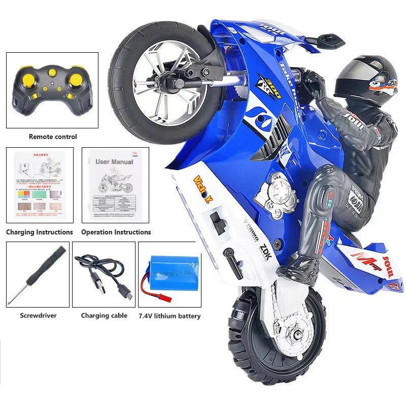RC Motorcycle Self-Balancing 6 Axis of Gyroscope Stunt Racing Motorcycle Plastic RTR High Speed Off-Road Model Kid Toys For Boy