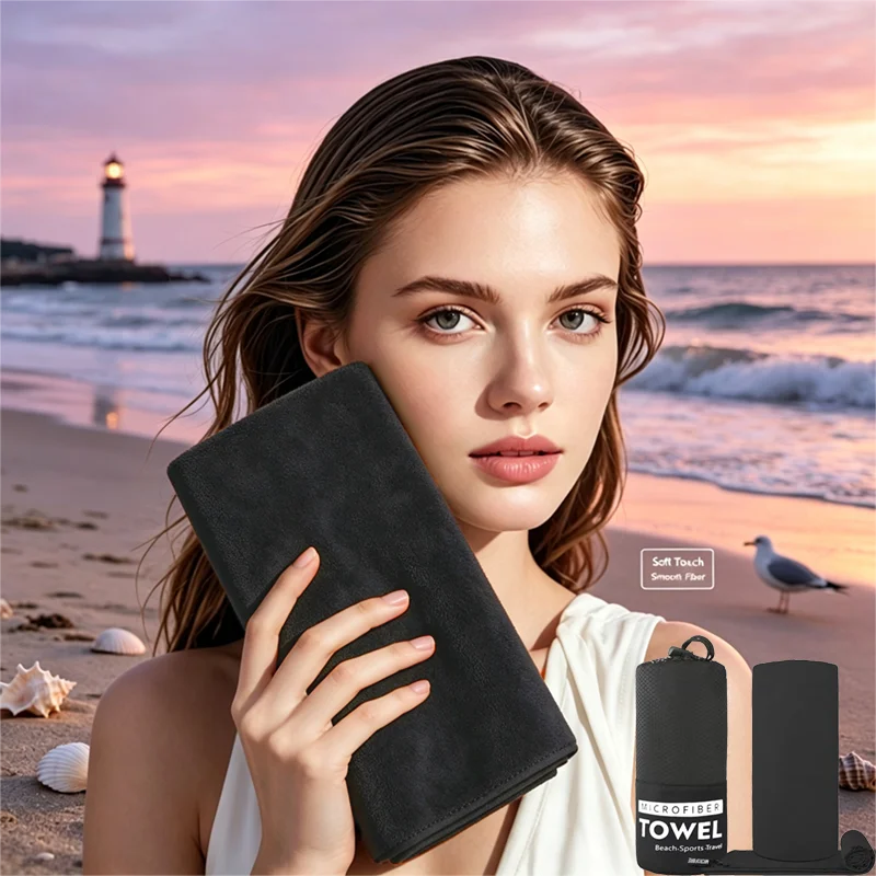 Toalla de playa de microfibra de secado rápido, que no retiene la arena, es de gran capacidad de absorción, suave y fácil de transportar, ideal para nadar, viajar, usar en el gimnasio y para practicar deportes al aire libr