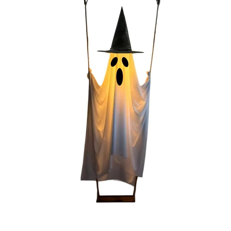 Decoración de fantasma oscilante de Halloween, adorno de fantasma colgante brillante para porche, patio, jardín, decoración de fiesta, exhibición al aire libre, regalo de festival