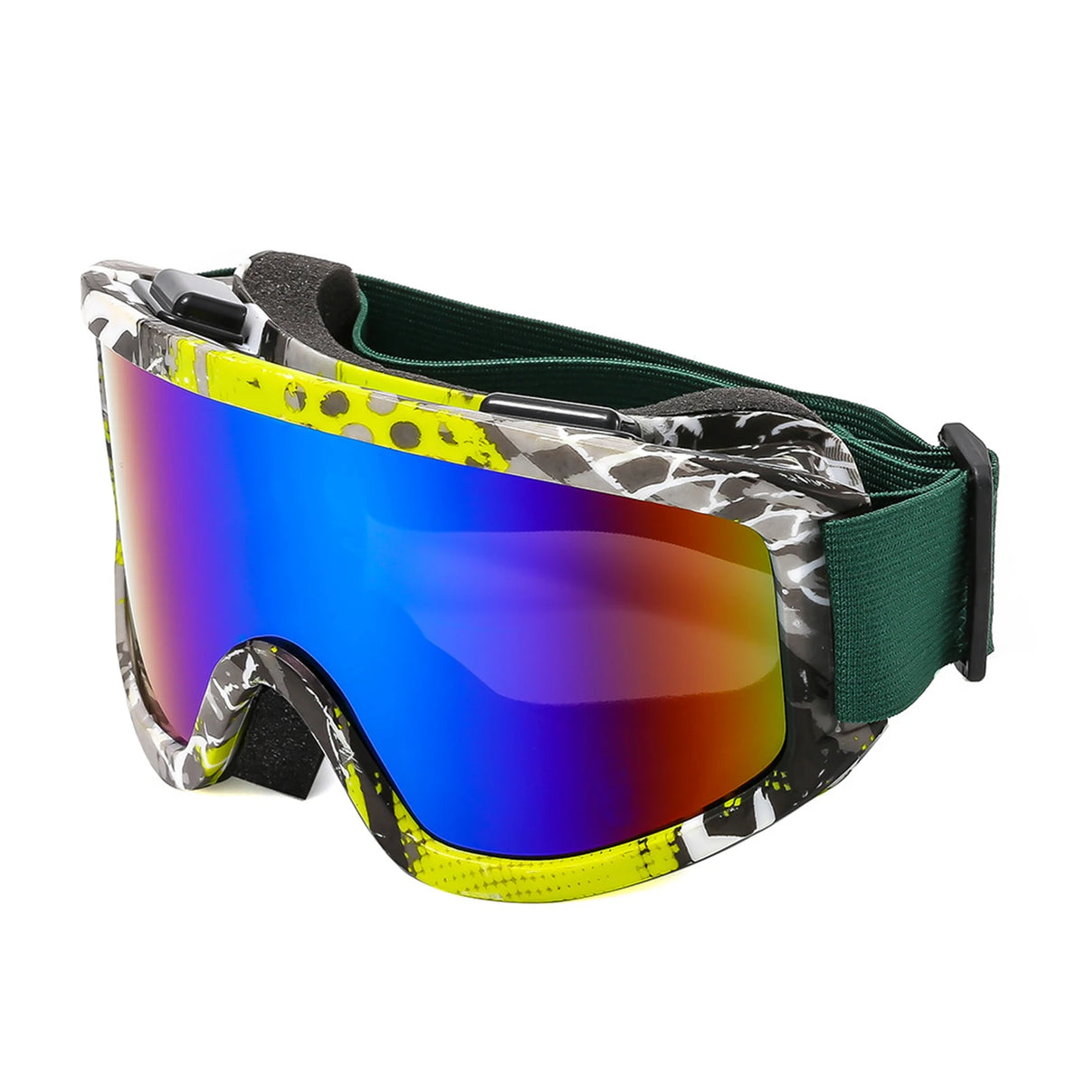 Gafas de esquí con montura grande y lentes de colores, anticolisión y antirreflejos, ideales para deportes al aire libre, nieve y snowboard.