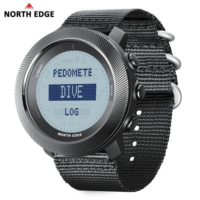 Reloj de buceo libre NORTH EDGE APACHE-D, nuevo, para deportes al aire libre, reloj para hombre con altímetro, barómetro, brújula y resistencia al agua de 10ATM