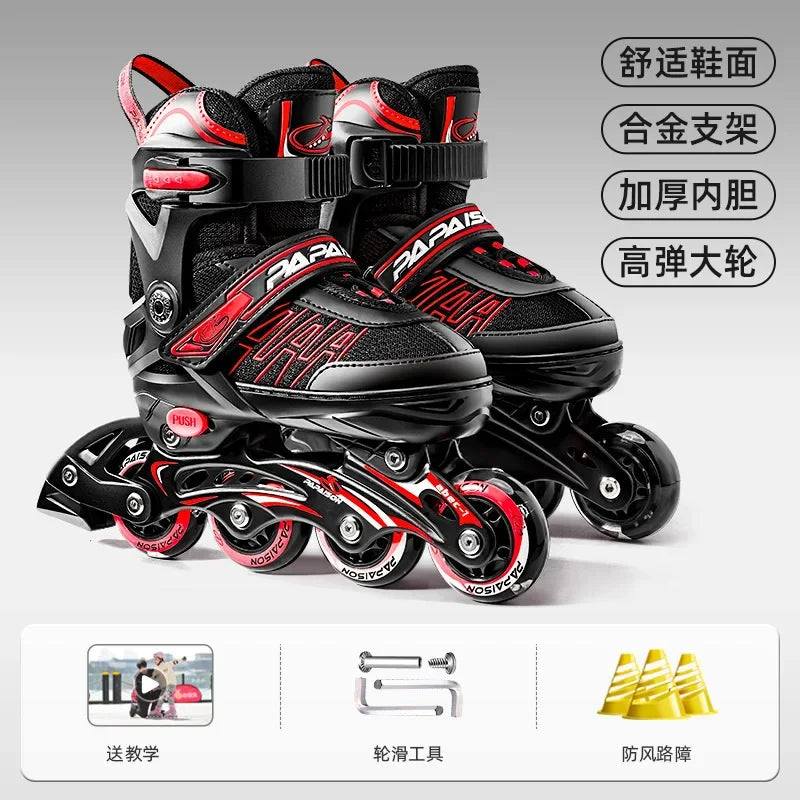 Zapatos de patín en línea ajustables, zapatillas deslizantes intermitentes profesionales, patinaje de velocidad para carreras al aire libre, zapatos de 4 ruedas, regalos