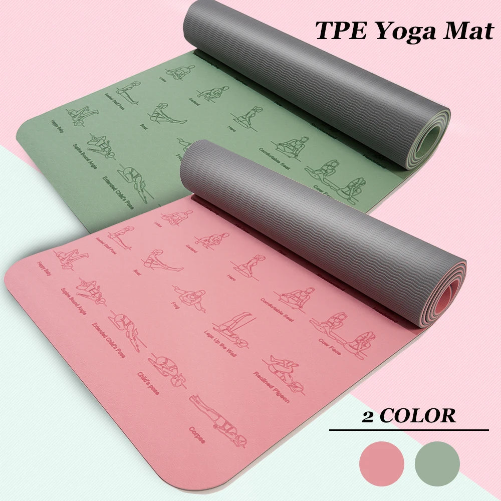 Estera de Yoga TPE antideslizante con patrón 183*57cm 6mm estera de gimnasia de alta densidad ecológica adecuada para esteras deportivas de Yoga y Pilates