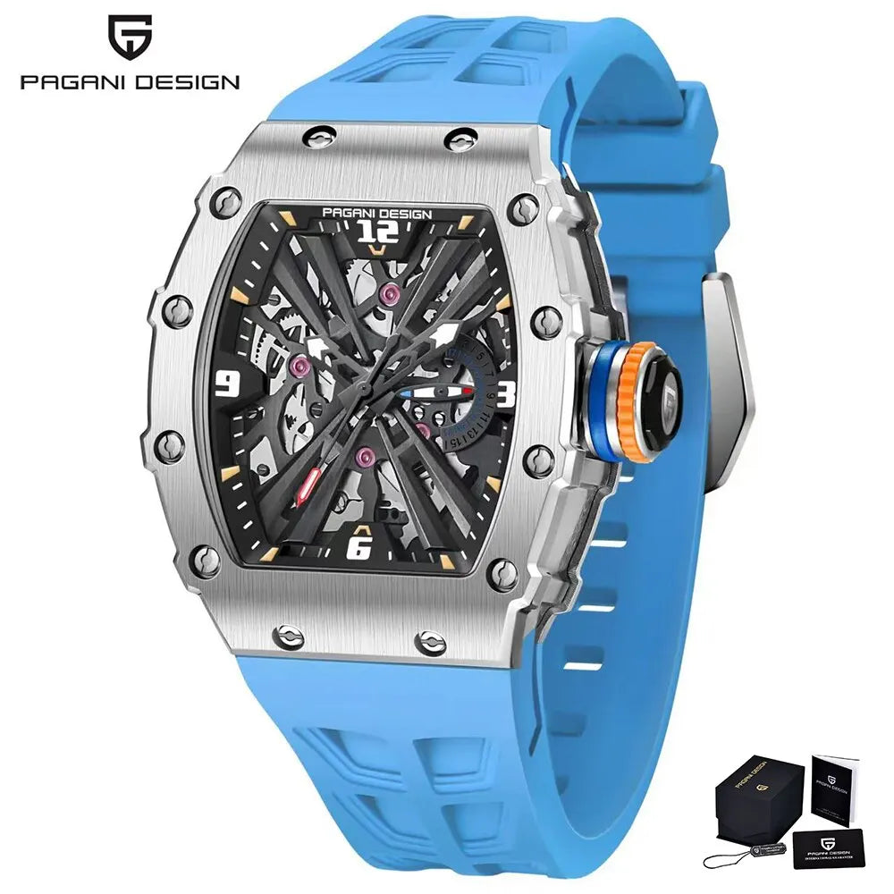 Reloj de cuarzo para hombre PAGANI DESIGN 2026, esfera esqueletizada VH65, resistente al agua 100M, reloj deportivo rectangular con cristal de zafiro para hombre