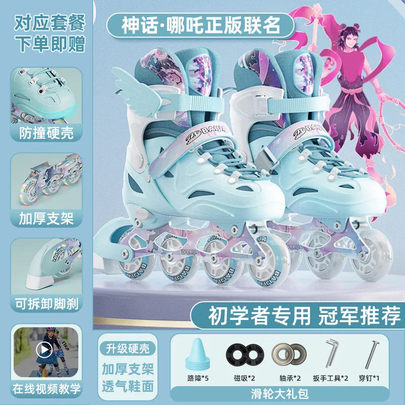 Patines de velocidad casuales para niñas jóvenes, patines de competición con ruedas LED intermitentes para principiantes adultos