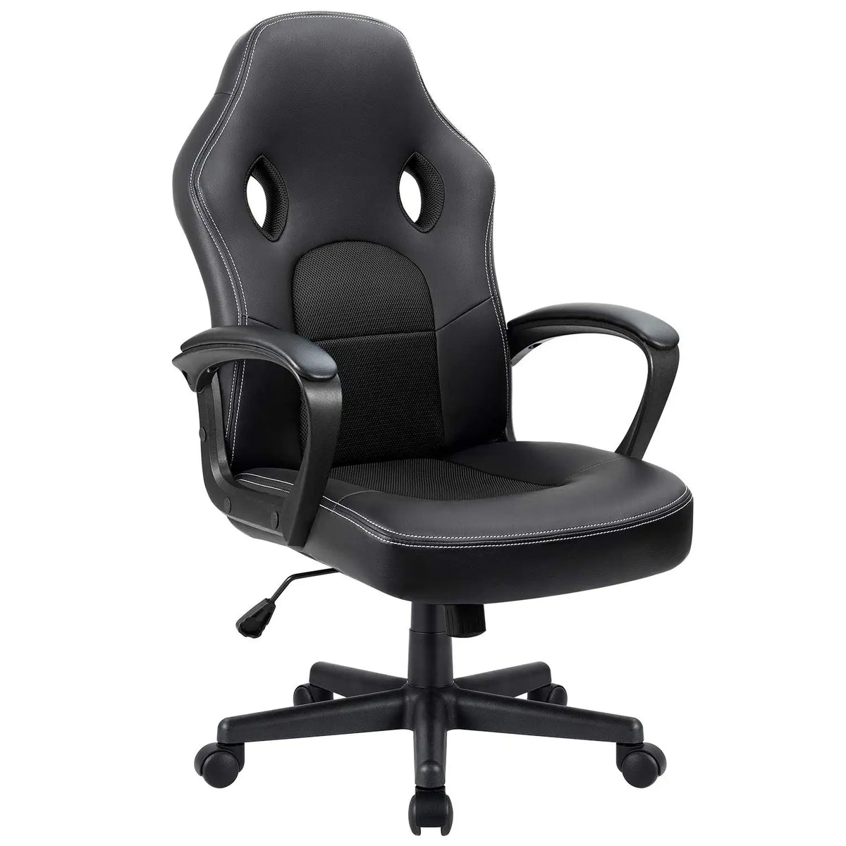 Silla gamer ajustable con respaldo alto y reposabrazos acolchados negro