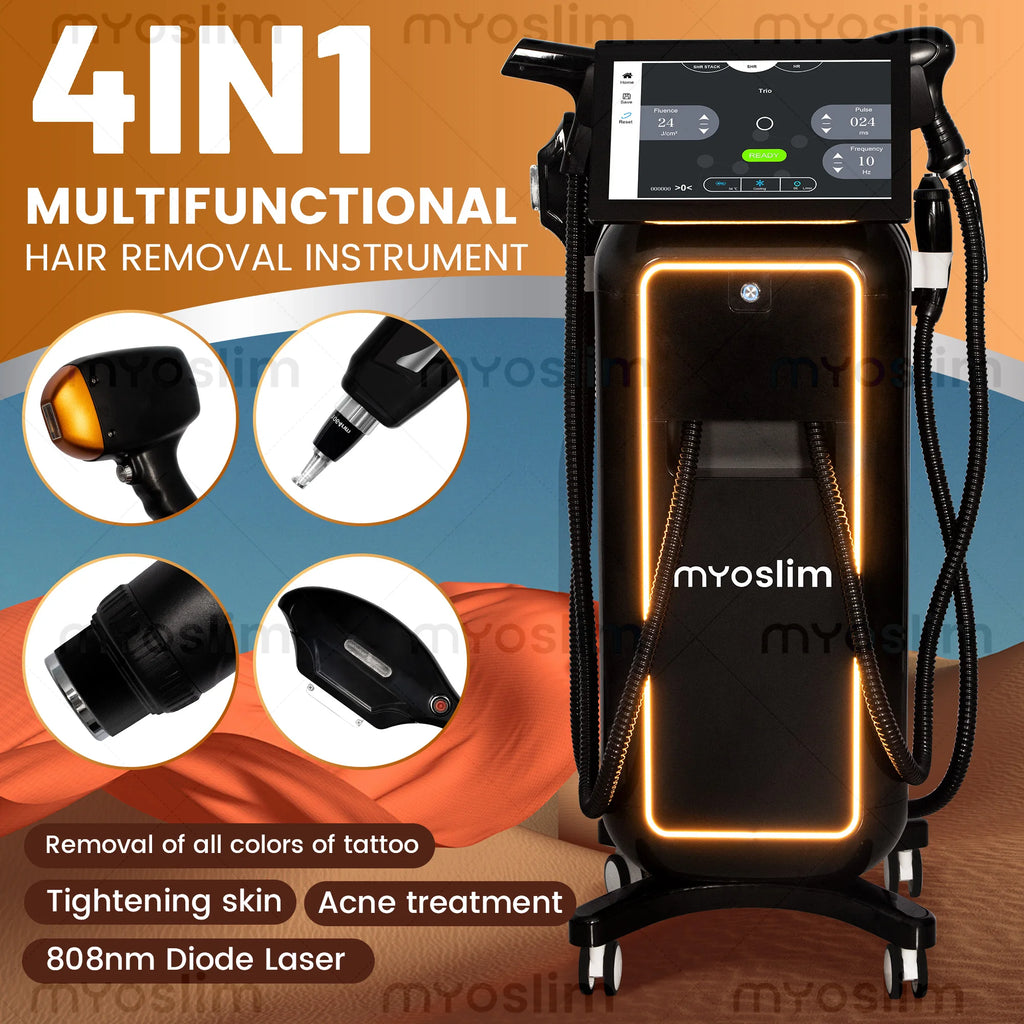 Dispositivo profesional de depilación láser de diodo 4 en 1 de 5000 W con 4 longitudes de onda, IPL y dispositivo de fotorejuvenecimiento Pico RF