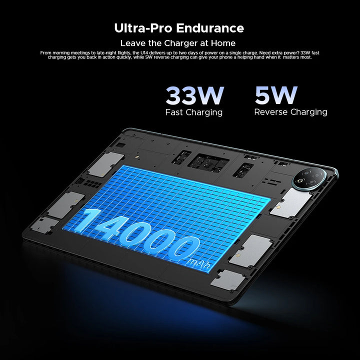 Tableta inteligente Doogee U14, Android, pantalla de 14 pulgadas y resolución 2.2K, 56 GB (8+48), 256 GB, batería de 14000 mAh, Wi-Fi 6, compatibilidad con Gemini AI y Widevine L1.