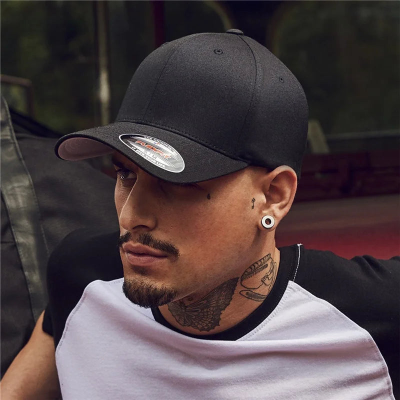 Gorra de béisbol FLEXFIT para hombre, gorra deportiva para exteriores, cierre completo, circunferencia de cabeza grande, ala corta, transpirable, parasol