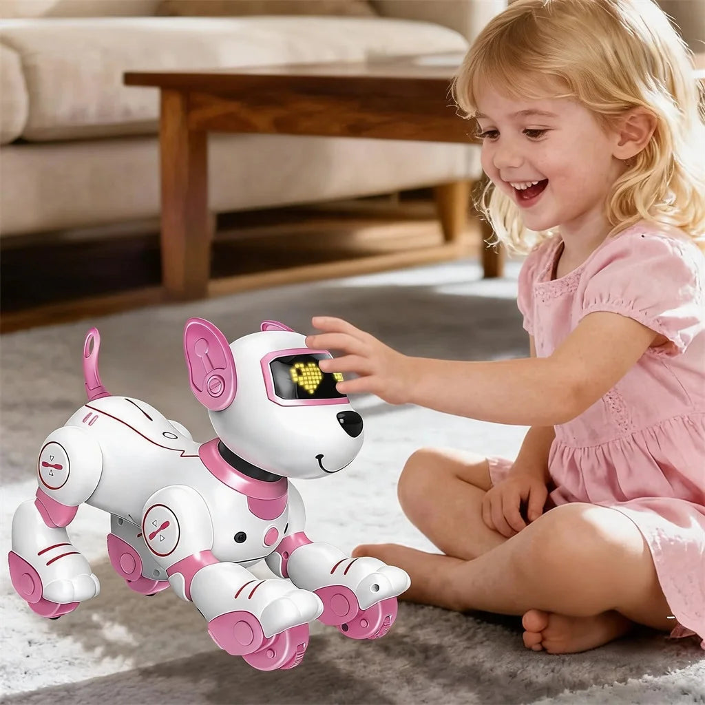 Juguete de perro robot interactivo con control remoto, mascota programable con respuesta táctil, seguimiento inteligente, música de baile, 17 modos, juguete STEM para niños