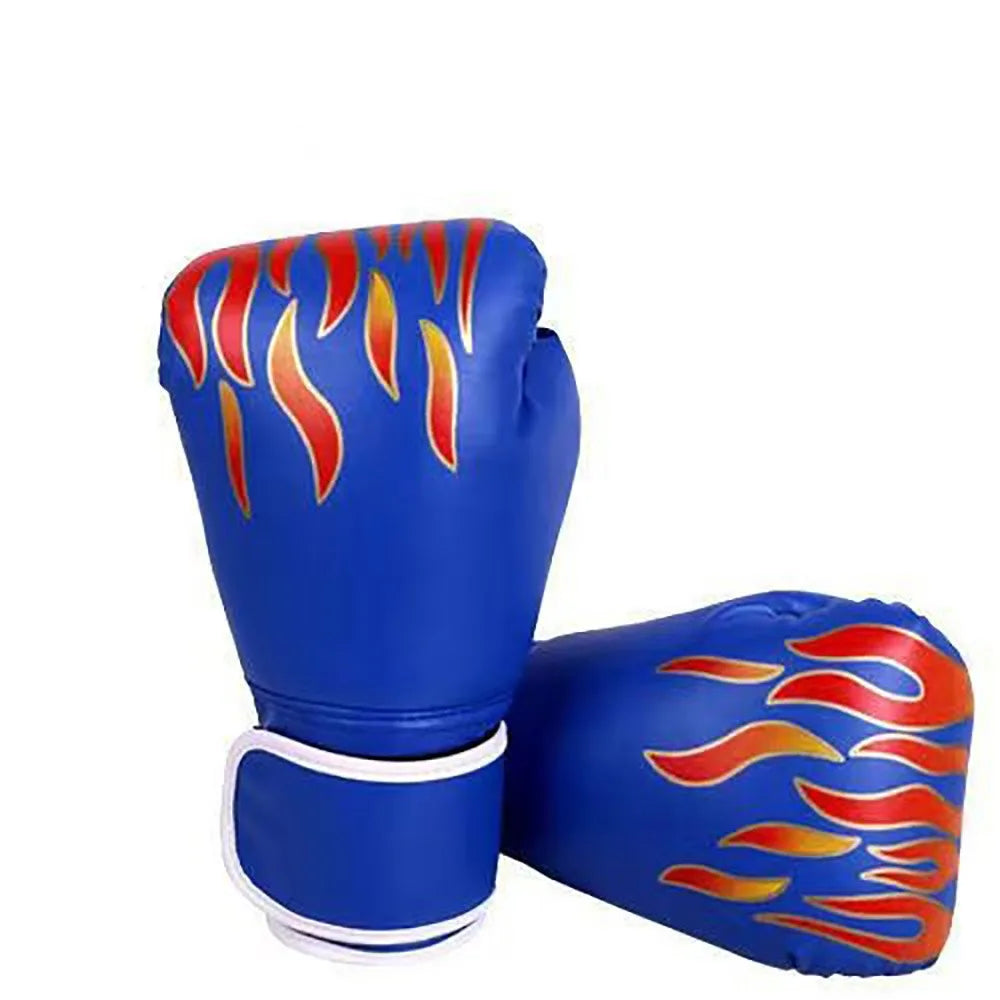 Guantes de Kickboxing Muay Thai de Cuero PU Rojo/Azul, Guantes de Sparring Transpirables Unisex para Boxeo y Deportes en Casa