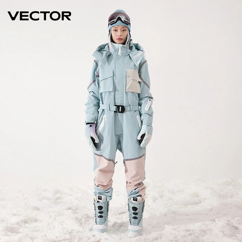 Mono de esquí de una pieza VECTOR hombres mujeres impermeable invierno cálido al aire libre Snowboard traje con capucha