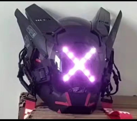 Máscara de casco nuevo Cyberpunk Samurai Robot Tech Shinobi especial Punk Techwear con luz Led máscara de Cosplay juguete niños regalo de Halloween ﻿