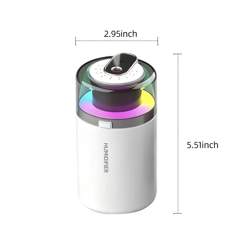Humidificador portátil 2 en 1 para coche, difusor de aroma, luz LED RGB de colores, silencioso, USB, mini pulverizador de niebla, ambientador y desodorizante para automóvil