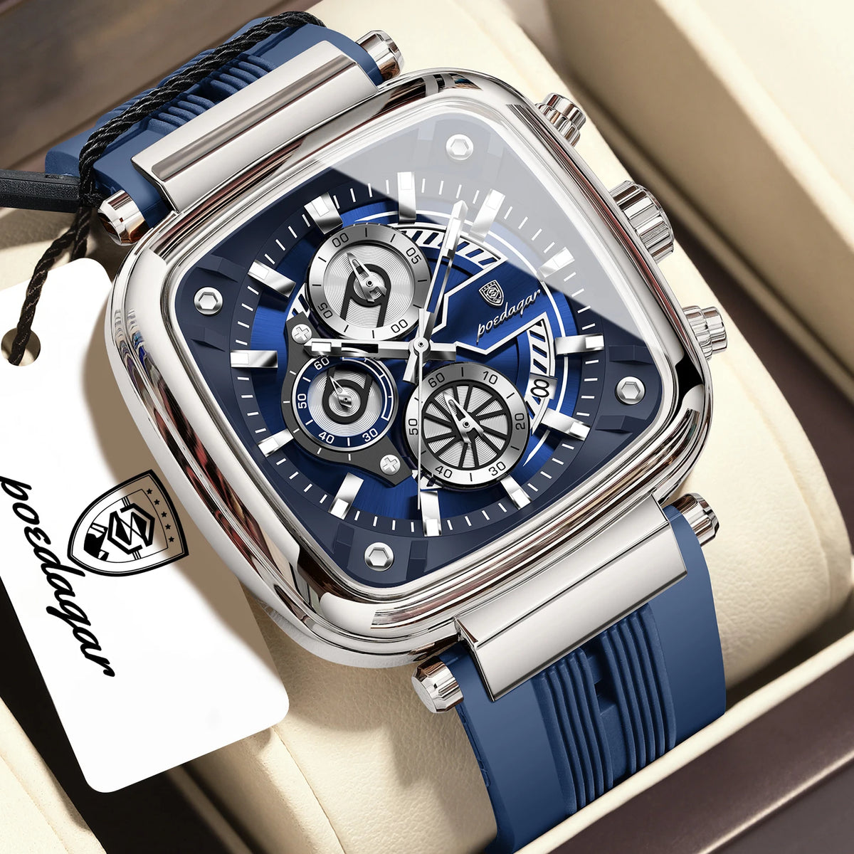POEDAGAR Sports Watches For Men Fashion Waterproof Luminous Date Man Wristwatch Chronograph Quartz Silicone Men Watch Male Reloj