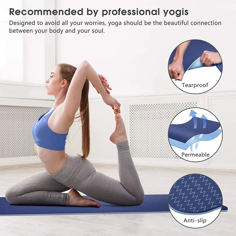 Esterilla de Yoga de TPE con línea de posición, almohadilla de ejercicio deportiva de doble capa antideslizante de 6mm para principiantes, gimnasio en casa, Fitness, gimnasia y Pilates