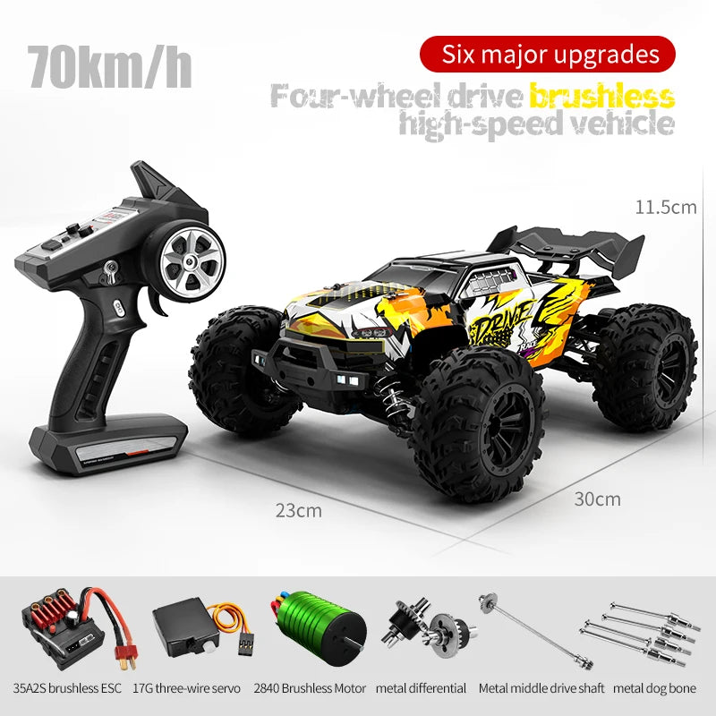 Coche teledirigido de alta velocidad con motor de escobillas 1:16 PRO 75 KM/h, coche todoterreno con tracción a las cuatro ruedas, coches de drift