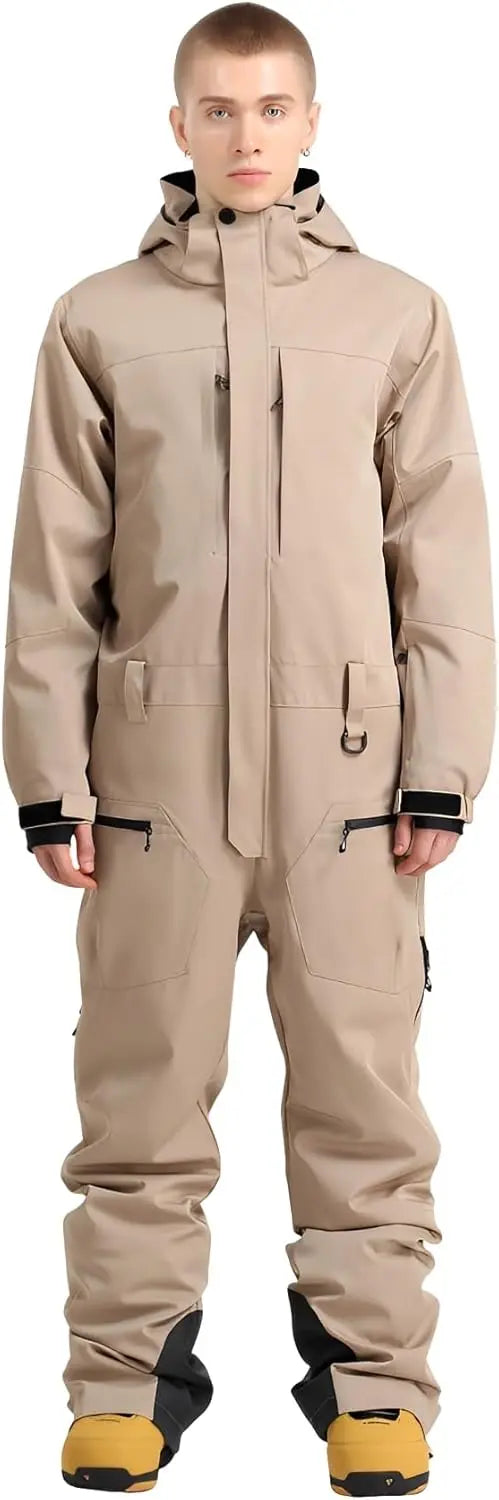GSOU-ropa de trabajo de esquí para hombre, mono, chaqueta de una pieza, conjunto de pantalón, mono térmico de invierno para campo de nieve, ropa deportiva impermeable