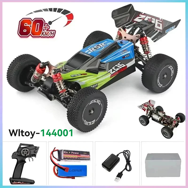 WLtoys 144010 144001 Coche RC 75KM/H 2.4G sin escobillas 4WD eléctrico de alta velocidad para todoterreno, juguete de control remoto para carreras de niños