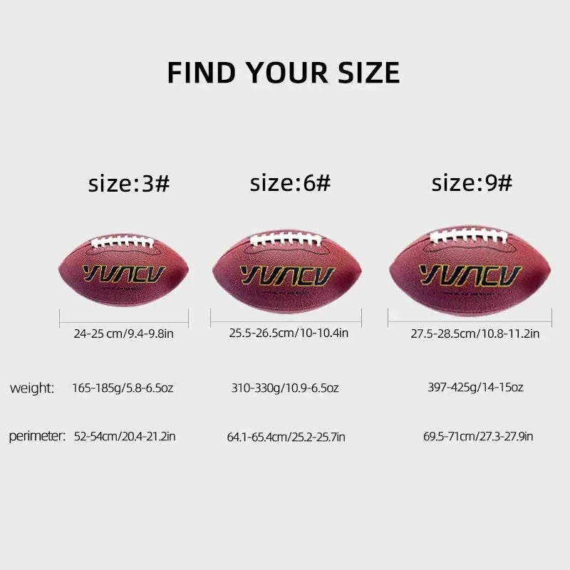 1 balón de fútbol americano estándar para jóvenes y adultos, para deportes al aire libre, juegos, competiciones, entrenamiento, rugby, tallas 9, 6, 3