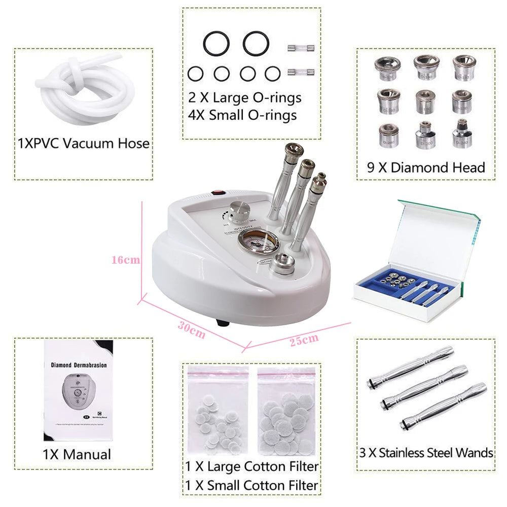 Máquina de microdermoabrasión de diamante 3 en 1, exfoliación en aerosol de agua, dispositivo de rejuvenecimiento para el cuidado de la piel, eliminación de arrugas, belleza facial