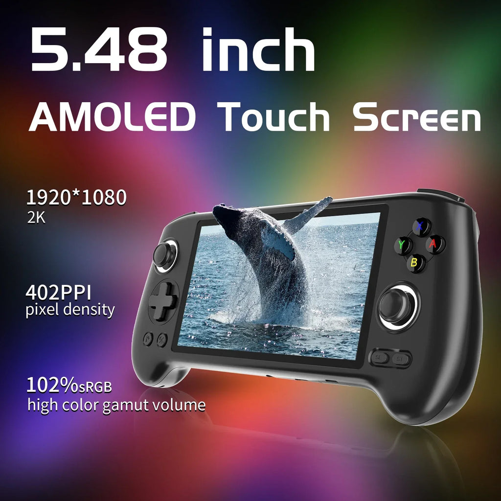 Consola de Juegos Portátil ANBERNIC RG556, Pantalla AMOLED de 5.48 Pulgadas, Android, Batería de 5500 mAh, Reproductor de Videojuegos Portátil con Bluetooth