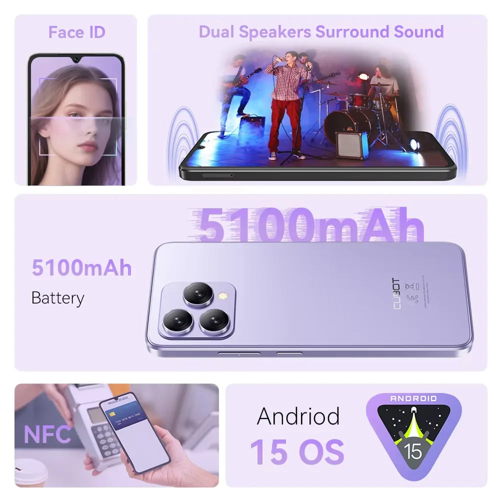 [Envío desde Polonia] Cubot P90 Smartphone Android 15 24(12+12)GB + 256GB 6.88" 120Hz 64MP 5100mAh Teléfono móvil NFC Huella dactilar