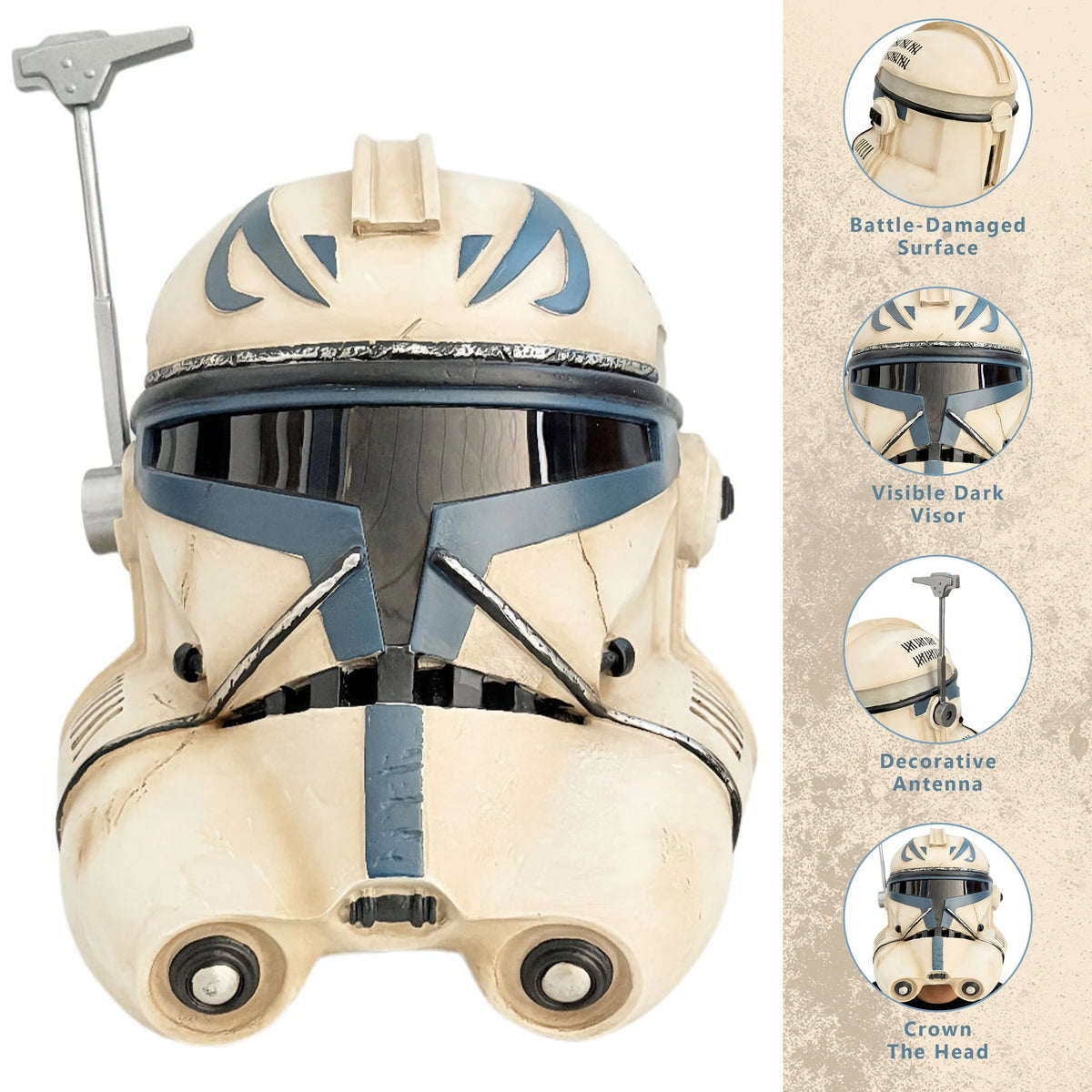 Casco del Capitán Rex SW Clone Trooper Fase 2 Máscara de cosplay de resina Accesorio para adultos Disfraz de Halloween Regalo coleccionable de juego
