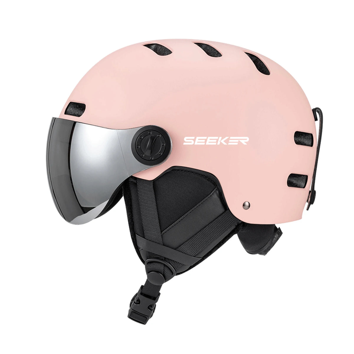 SEEKER Casco de Esquí para Deportes de Invierno, Casco con Espejo Integrado, Anti-Impacto, para Adultos, para Tabla Simple y Doble, Casco de Seguridad para Esquí al Aire Libre