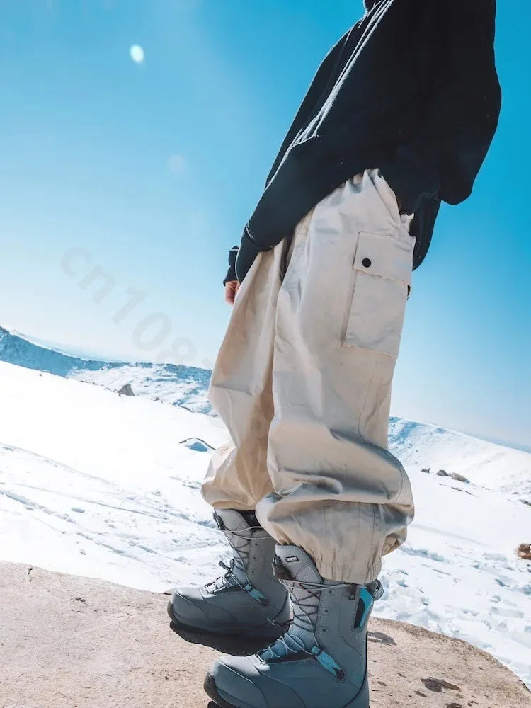 Pantalones de esquí holgados y cálidos para hombre y mujer, pantalones de esquí impermeables para invierno, ropa para snowboard