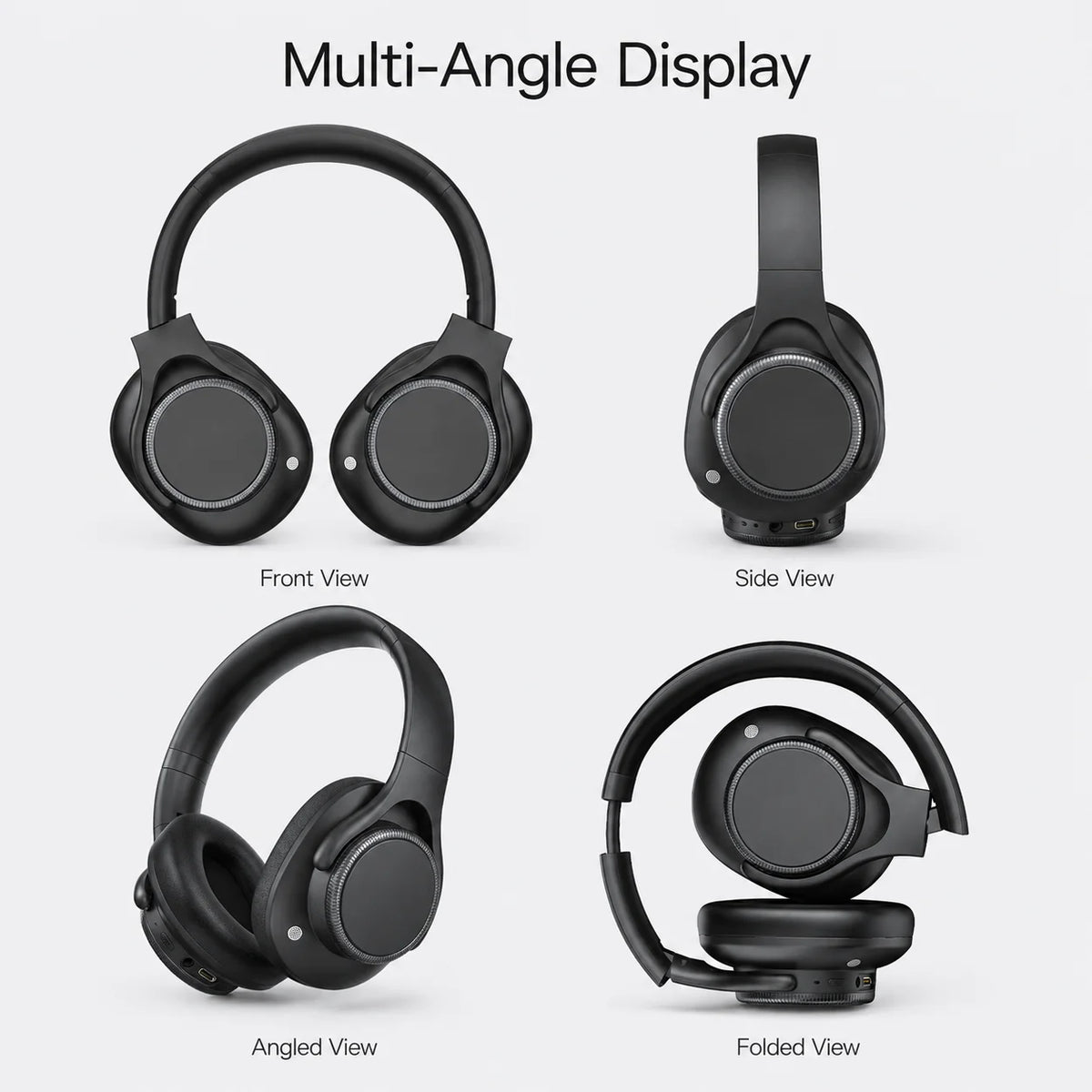 Auriculares inalámbricos Bluetooth 6.0 con ANC (cancelación activa de ruido), controladores de 40 mm, 50 horas de reproducción, control de volumen giratorio y diseño circumaural.
