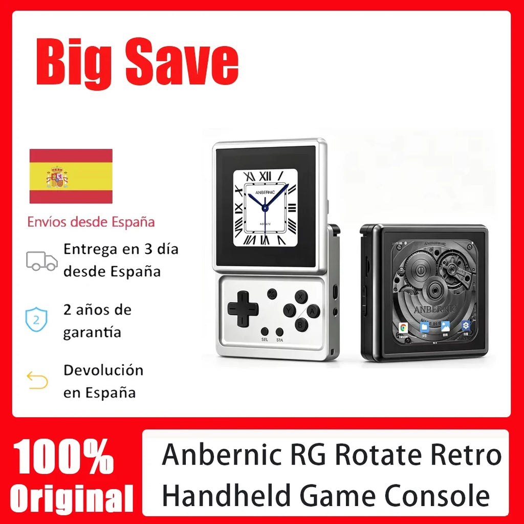 Consola de Juegos Retro Portátil Anbernic RG con Pantalla Giratoria de 3.5", Reproductor de Juegos Portátil Android T618