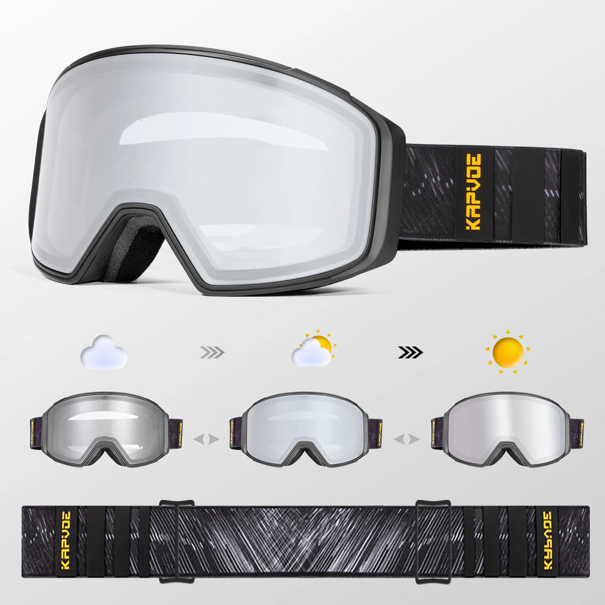 KAPVOE lente de atracción magnética deportes al aire libre gafas de esquí fotocromáticas protección esquí Snowboard correa antideslizante gafas de nieve