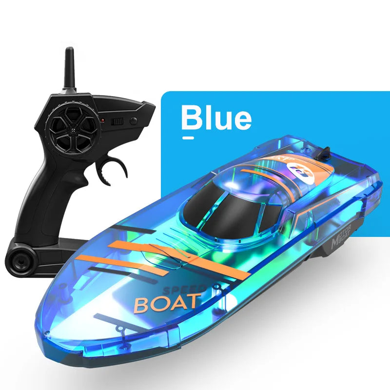 Lancha motora de control remoto RC de verano 2.4G, barco de control remoto con luces, yate eléctrico de alta velocidad, juguete acuático