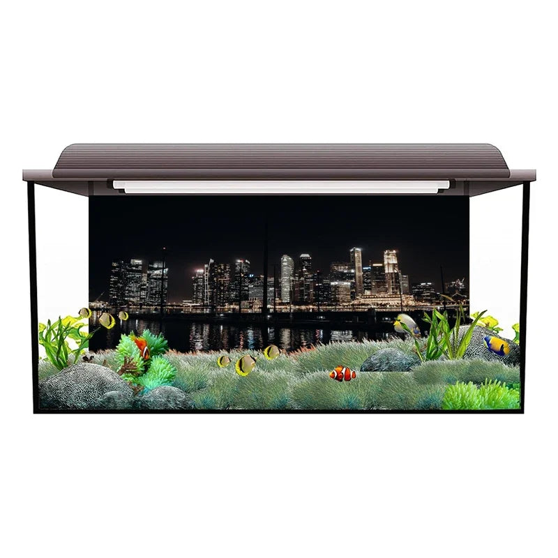 3D City Night Scene  Aquarium Background Poster PVC Adhesive Sticker Fish Tank Underwater World Backdrop  Background Sticker