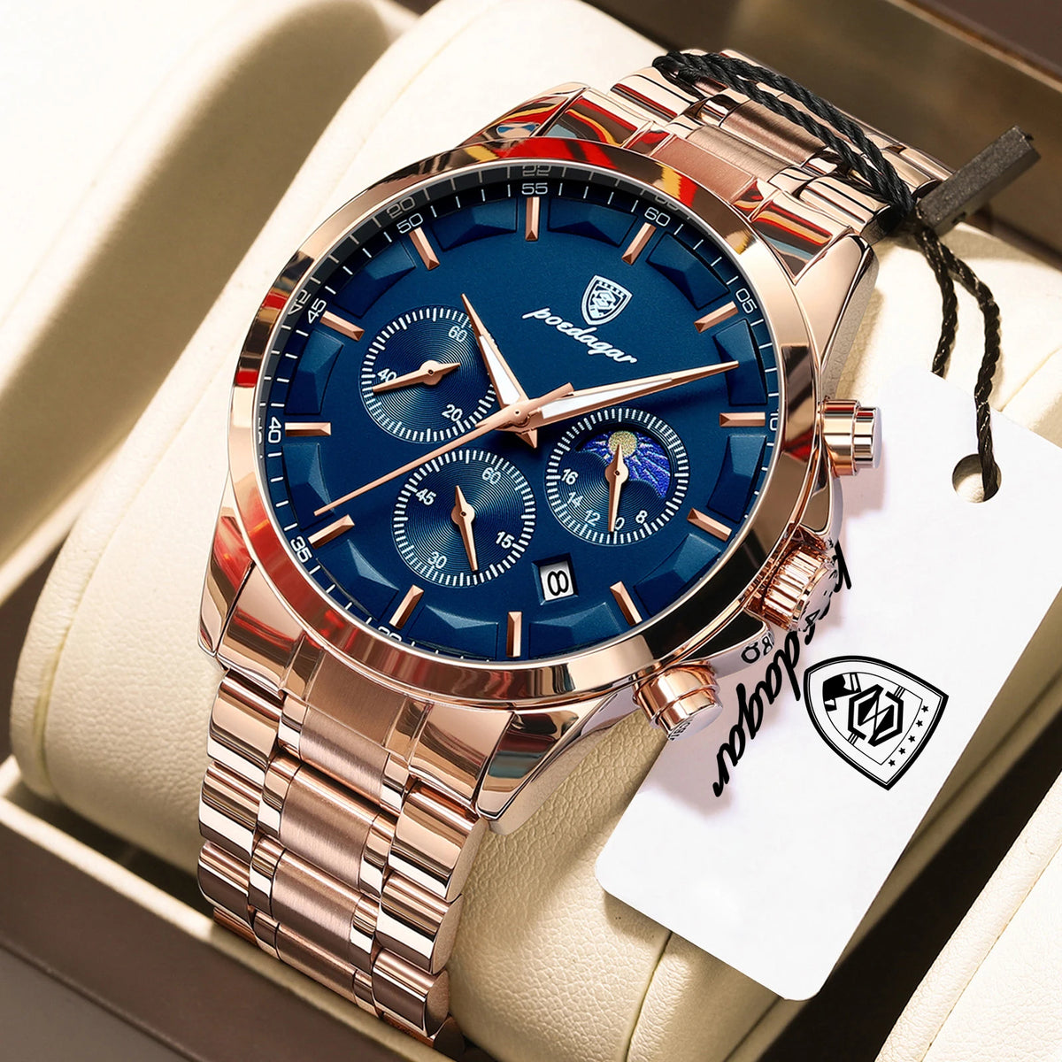 POEDAGAR Top Sports Male Wristwatch Waterproof Luminous Chronograph Date Men Watch Stainless Steel Military Men's Quartz Watches