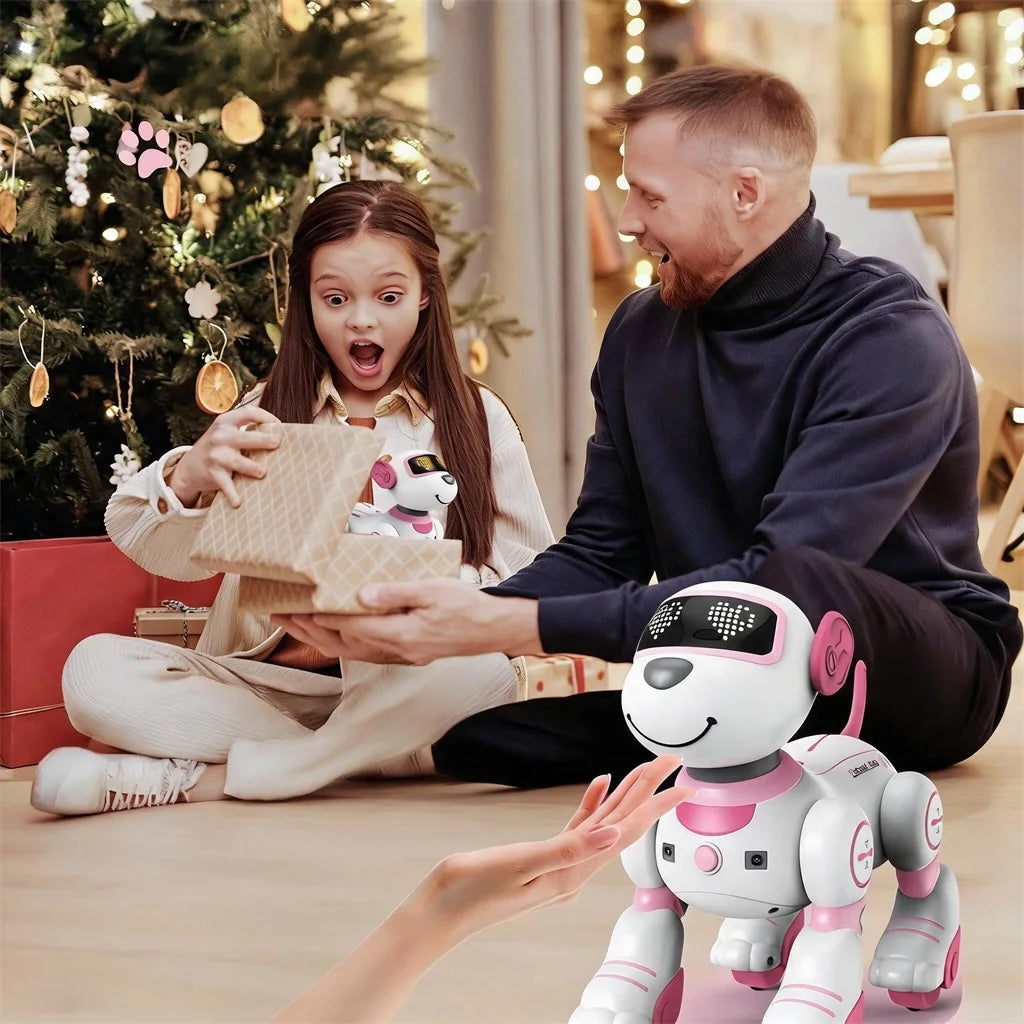 Juguete de perro robot interactivo con control remoto, mascota programable con respuesta táctil, seguimiento inteligente, música de baile, 17 modos, juguete STEM para niños