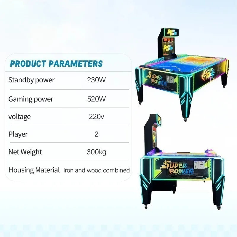 Mesa de Hockey de Aire Profesional Personalizada de Metal y Madera, Máquina de Juego Arcade Operada con Monedas, Juego Interactivo con Contador de Puntuación Electrónico