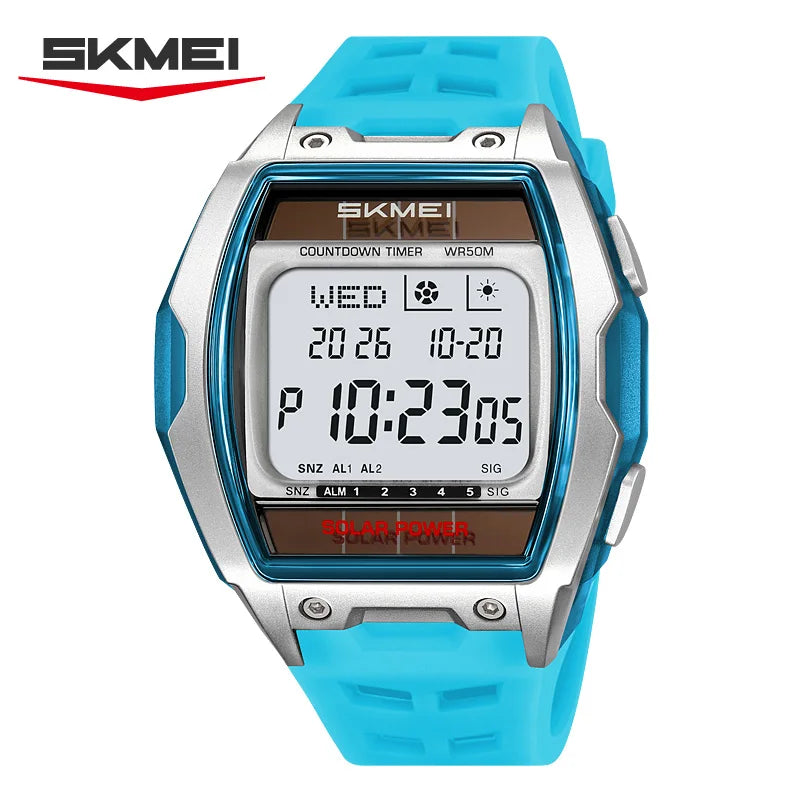 Reloj SKMEI 2750 de lujo para exteriores, pantalla grande, multifuncional, resistente al agua 5ATM, deportivo, con energía solar, para hombre y mujer